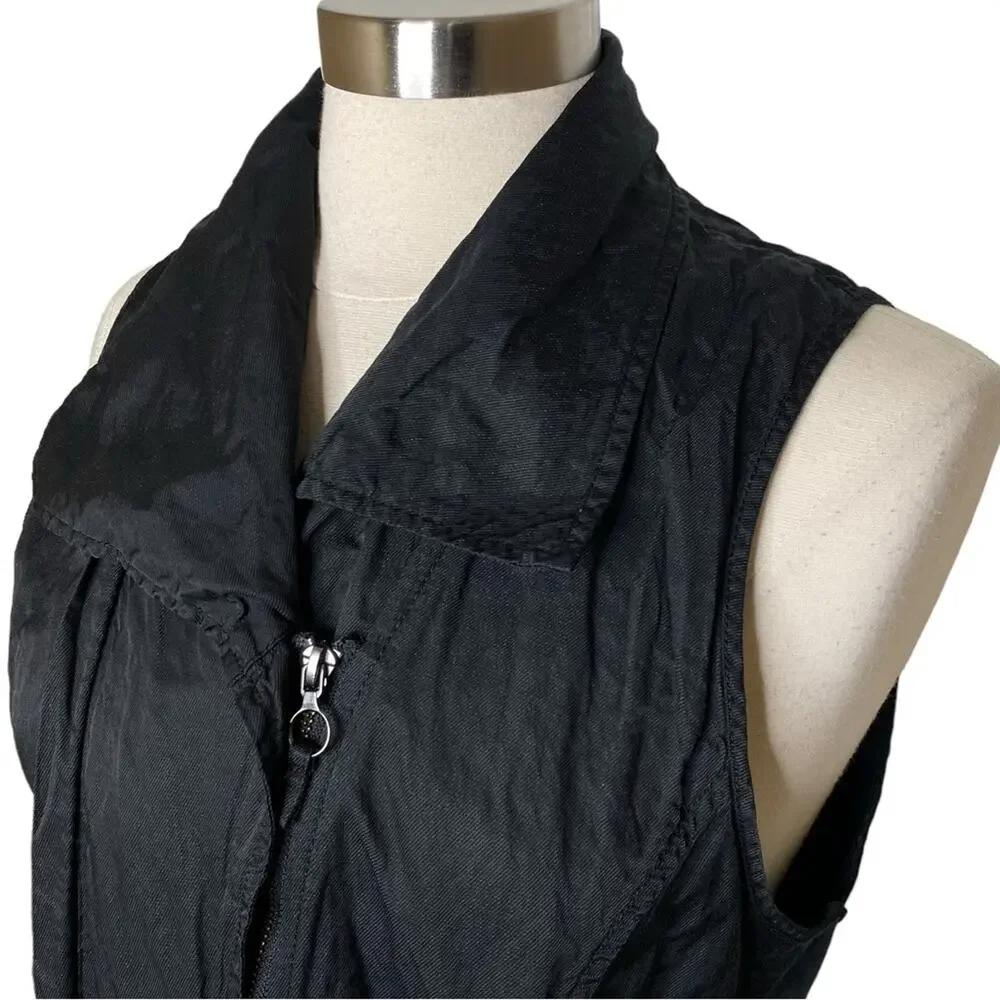 Stella Carakasi‎ Black Full Zip Vest Metallic Flecks Women’s Medium Minimalist - Picture 4 of 11